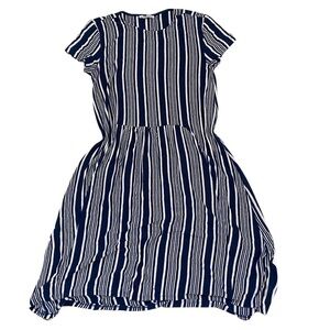 Zara Trafaluc Viscose Knit Blue White Stripe Shift Dress Sz Small